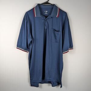 Rawlings Mens Large Performance Polo Shirt Blue Short Sleeve Athletic Pocket